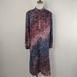Vintage 70s Bleeker Street Women's Multicolored Shirt Midi Dress Autumn Boho